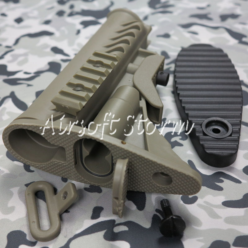 Airsoft Tactical Gear APS Battle Tele Style Stock for M4/M16 AEG ACU Foliage Green - Click Image to Close