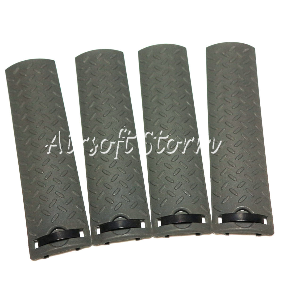 Shooting Tactical Gear 4pcs Set Energy Skidproof Texture Type Rail Cover Panel ACU Foliage Green - Click Image to Close