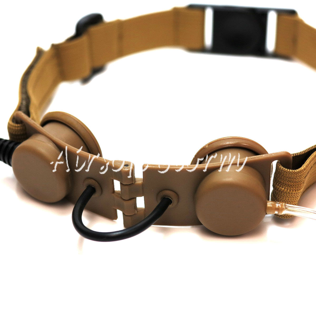 Airsoft Gear SWAT Z Tactical Throat Mic Headset Desert Tan - Click Image to Close