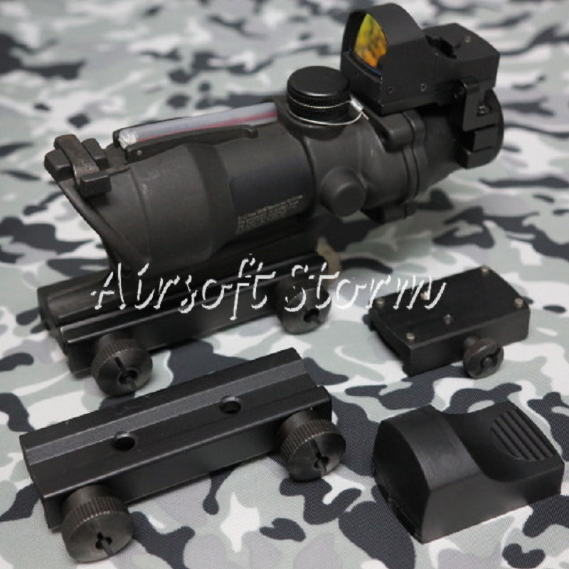 SWAT Gear Tactical 4x32 Cross Sight Scope with OP Type Red Dot Sight Black - Click Image to Close