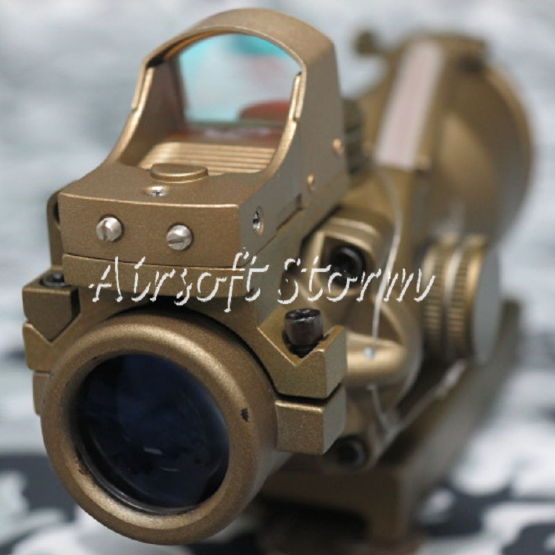 SWAT Gear Tactical 4x32 Cross Sight Scope with OP Type Red Dot Sight Tan
