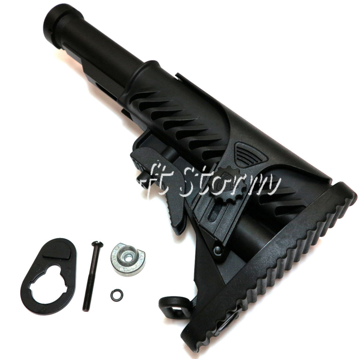 Airsoft Tactical Gear APS M4A64 Shark Style M4 Stock with Cheek Piece Set Black - Click Image to Close
