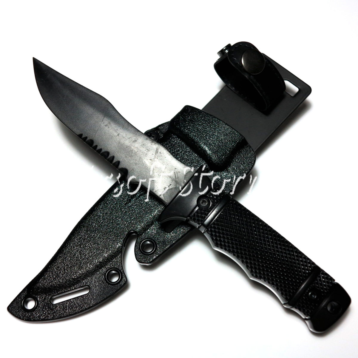 Airsoft Wargame CYMA Dummy Plastic M37 Seal Pup Knife with Sheath Black (HY-016)