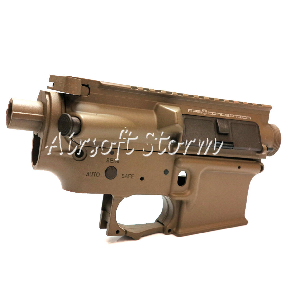 AEG Gear APS Logo Upper & Lower Metal Body Receiver for M4/M16 AEG Dark Brown