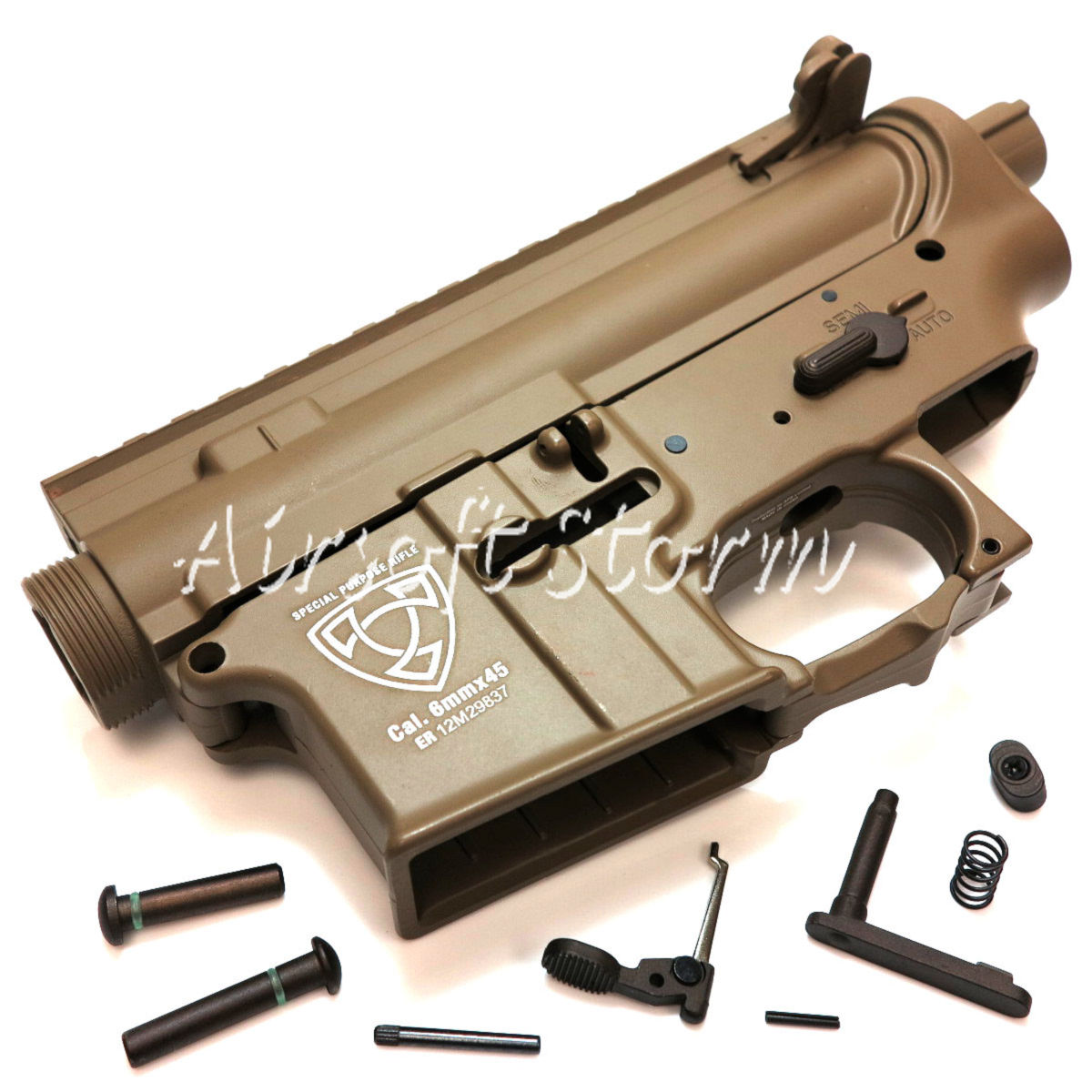 AEG Gear APS Logo Upper & Lower Metal Body Receiver for M4/M16 AEG Dark Brown