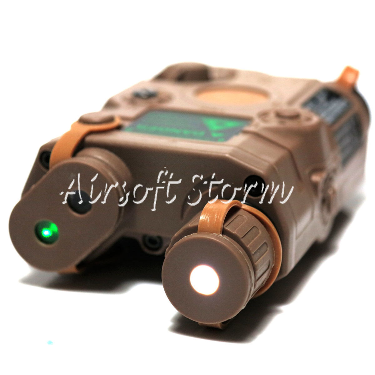 Tactical Gear FMA AN/PEQ-15 Green Dot Laser & LED Flashlight Dark Earth - Click Image to Close