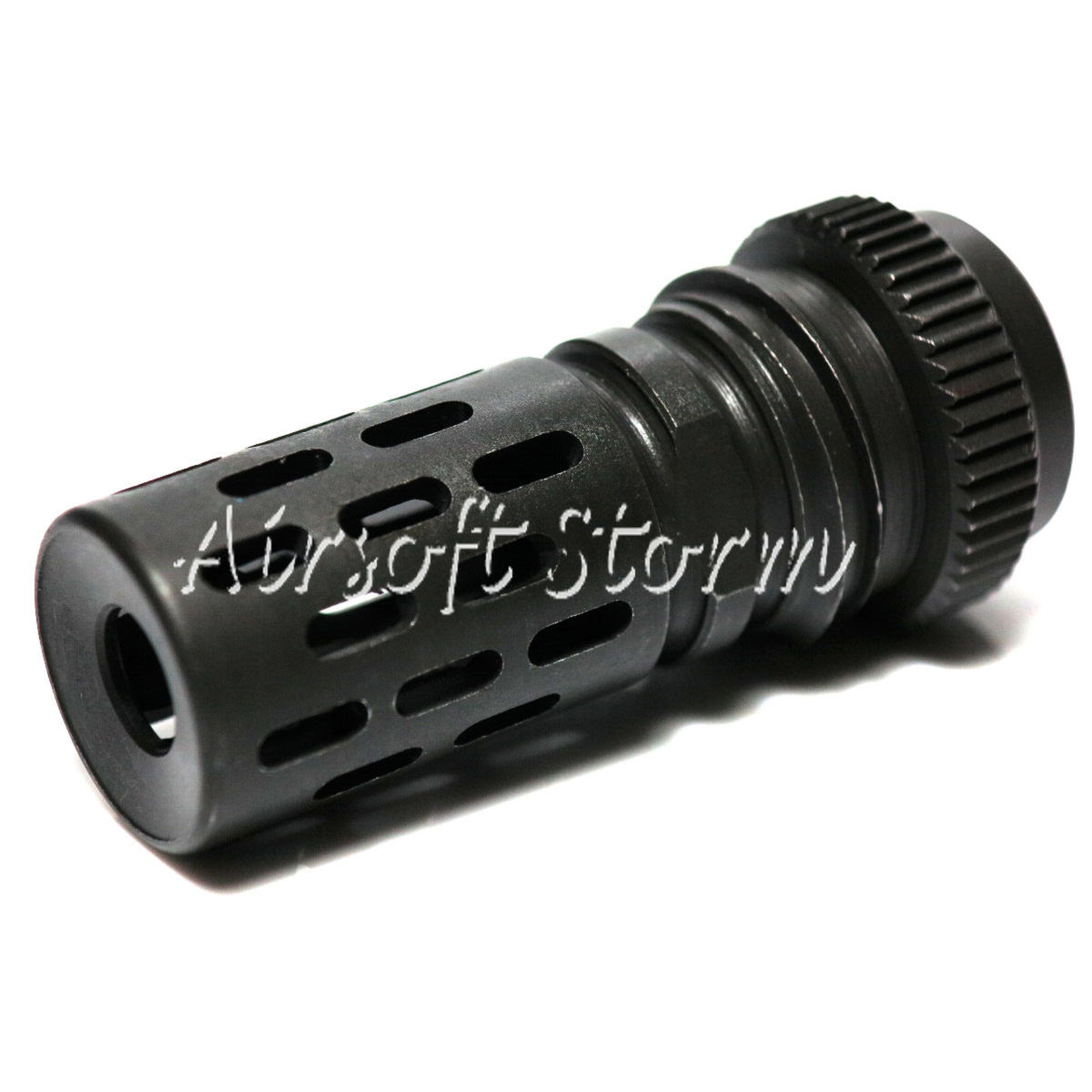 Shooting Gear Army Force BattleComp ACC Type Steel Flash Hider 14mm CCW Black - Click Image to Close