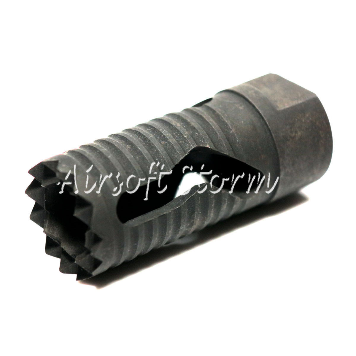 Shooting Gear Army Force Medieval Type Steel Flash Hider 14mm CCW Black - Click Image to Close