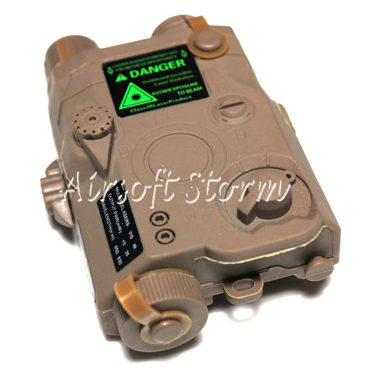 Airsoft Tactical Gear FMA AN/PEQ 15 LA Style Box Dark Earth with Green Laser - Click Image to Close