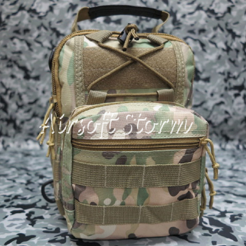 Airsoft Tactical Gear Utility Shoulder Sling Bag Size S Multi Camo - Click Image to Close