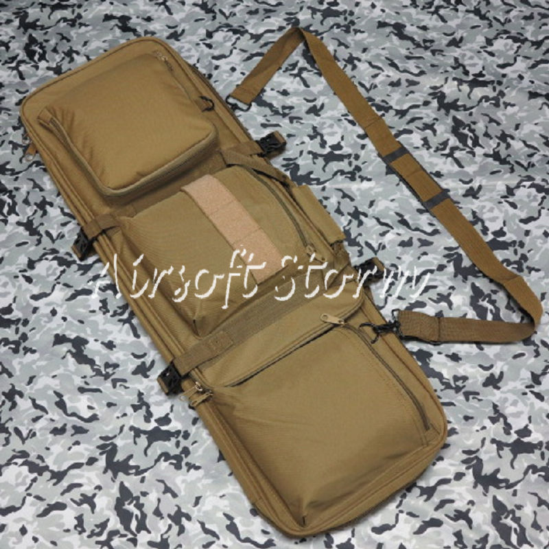 Airsoft SWAT Tactical Gear 33" Dual Rifle Carrying Case Gun Bag Coyote Brown - Click Image to Close