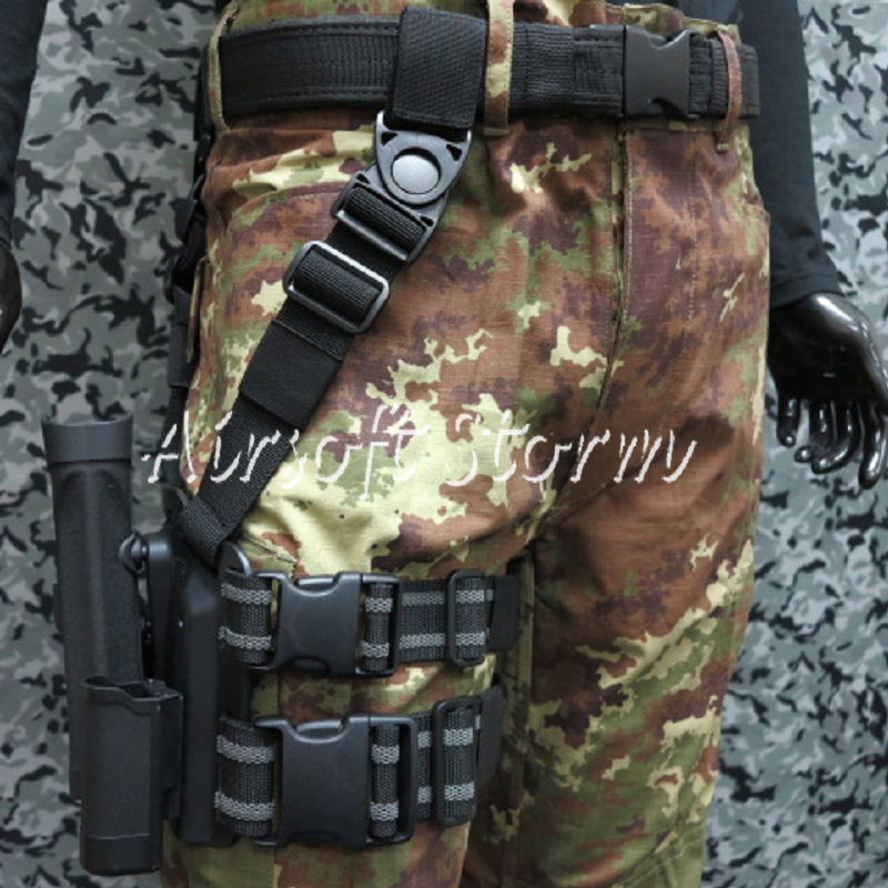 CQC SERPA Tactical SIG P220/P226 RH Drop Leg Holster with Magazine & Light Case Black - Click Image to Close