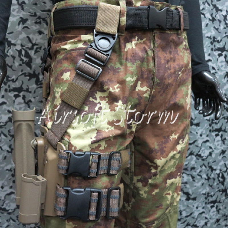 CQC SERPA Tactical SIG P220/P226 RH Drop Leg Holster with Magazine & Light Case Brown