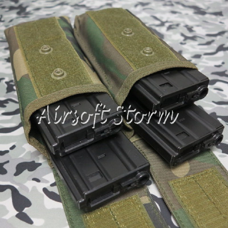 Airsoft SWAT Molle Assault Combat Double AK Magazine Pouch Woodland Camo