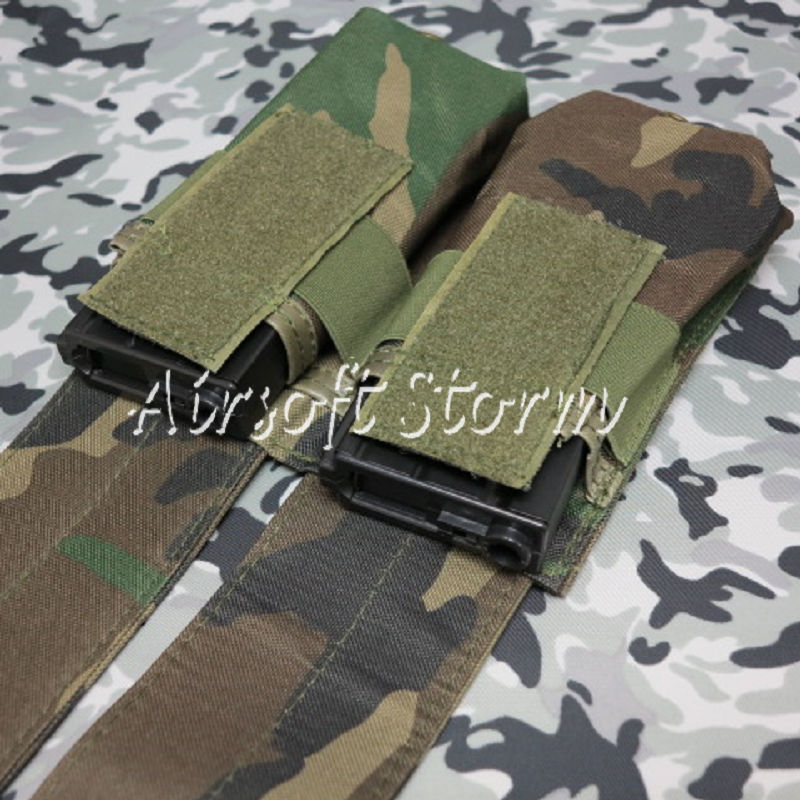 Airsoft SWAT Tactical Molle Assault Combat Double Magazine Pouch Woodland Camo