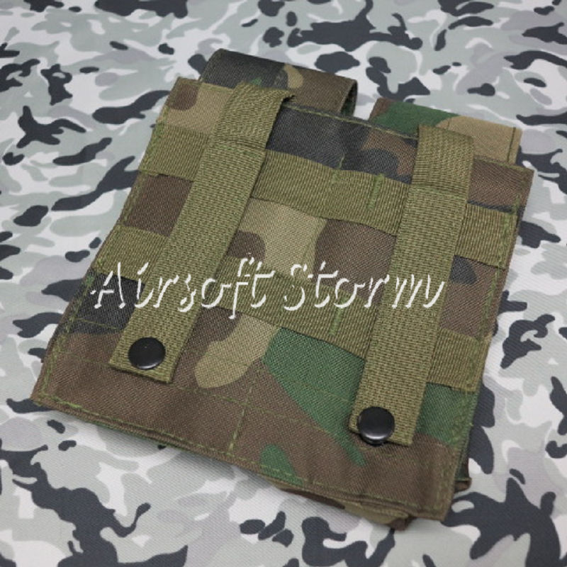 Airsoft SWAT Tactical Molle Assault Combat Double Magazine Pouch Woodland Camo - Click Image to Close