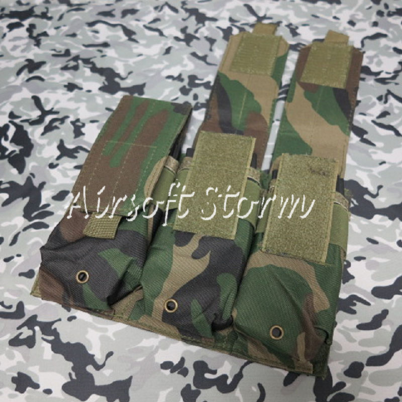 Airsoft SWAT Tactical Molle Assault Combat Triple Magazine Pouch Woodland Camo - Click Image to Close