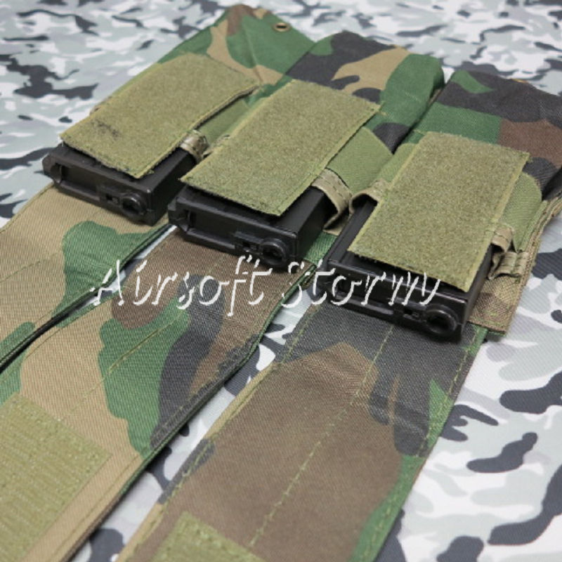 Airsoft SWAT Tactical Molle Assault Combat Triple Magazine Pouch Woodland Camo