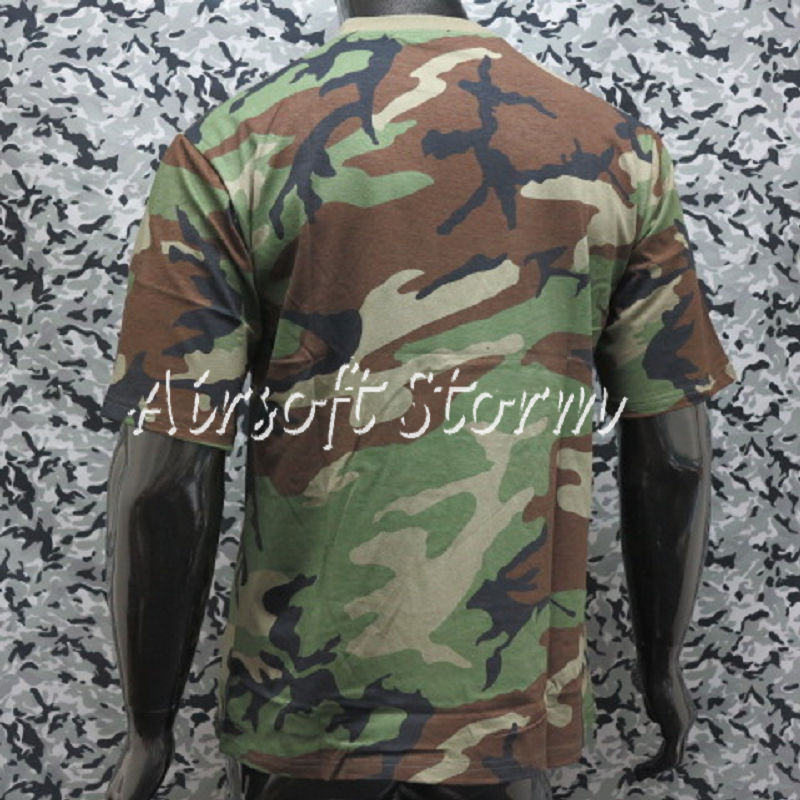 Airsoft Gear Camouflage Short Sleeve T-Shirt Woodland Camo - Click Image to Close