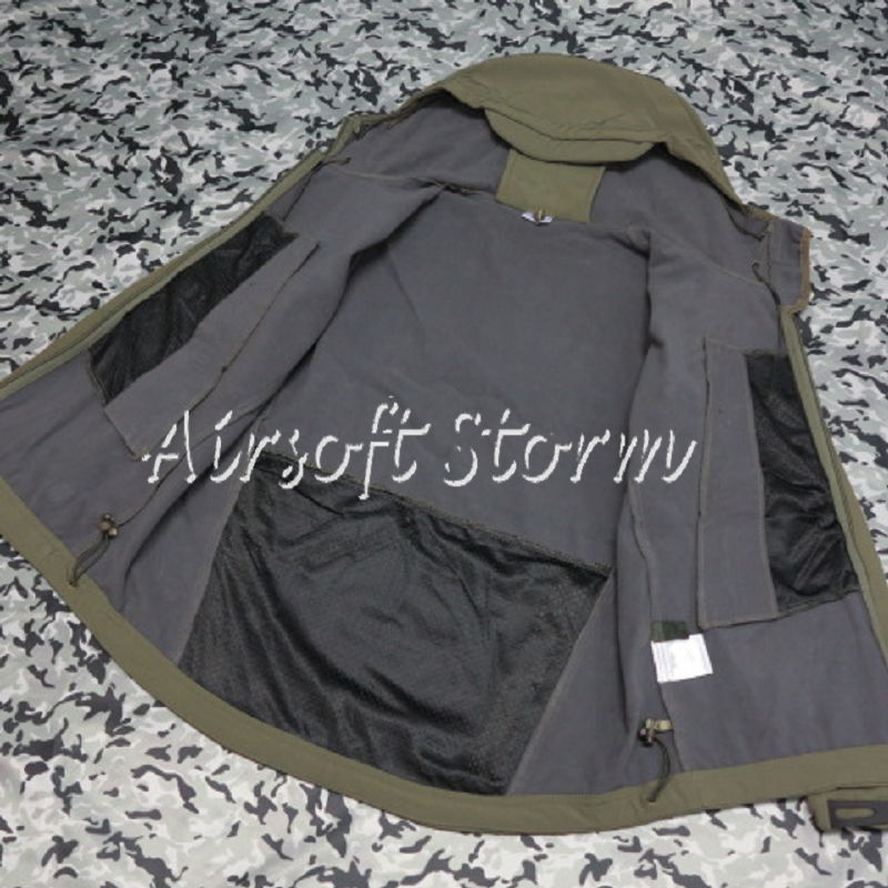 Stealth Hoodie Shark Skin Soft Shell Windproof & Waterproof Jacket Olive Drab OD - Click Image to Close