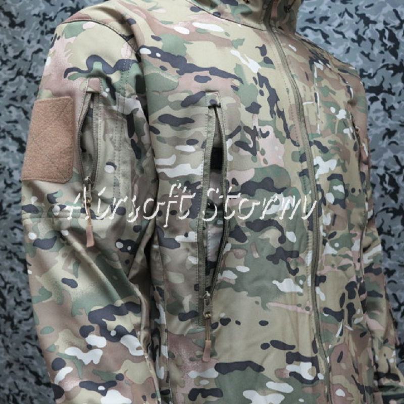 Stealth Hoodie Shark Skin Soft Shell Windproof & Waterproof Jacket Multi Camo - Click Image to Close