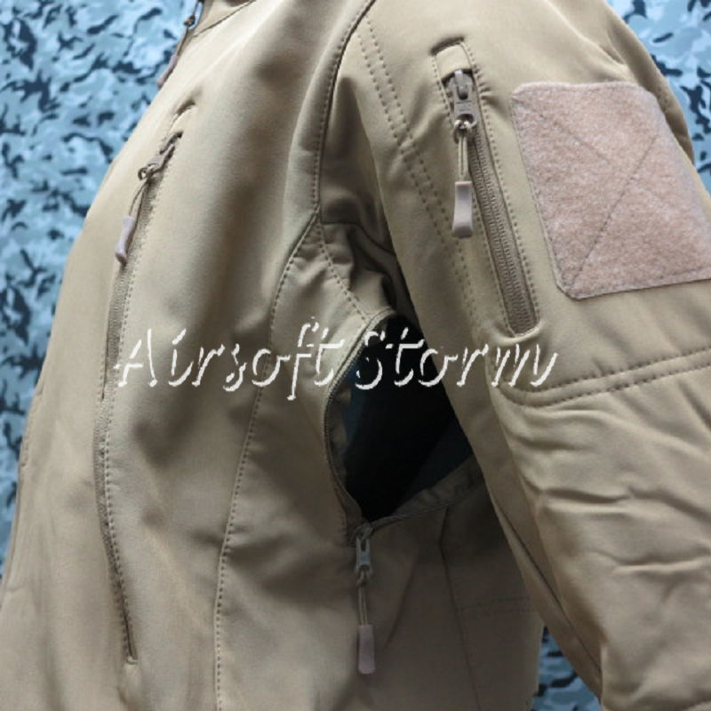 Stealth Hoodie Shark Skin Soft Shell Windproof & Waterproof Jacket Coyote Brown - Click Image to Close