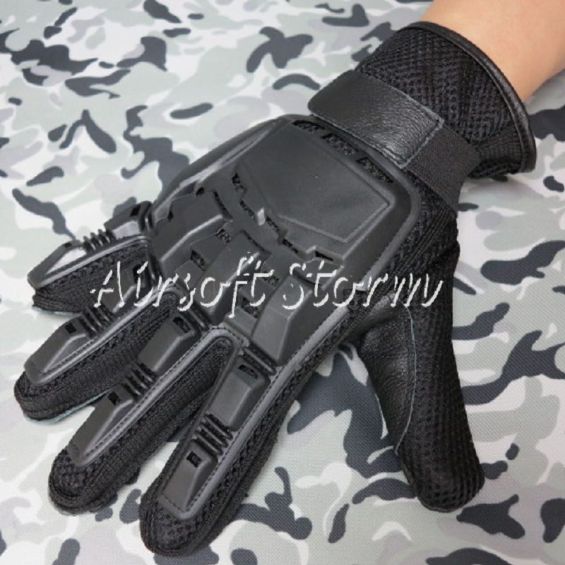 Airsoft SWAT Tactical Gear Full Finger Assault Combat Gloves Black - Click Image to Close