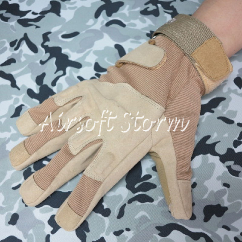 Airsoft SWAT Special Operation Tactical Full Finger Assault Gloves Desert Tan