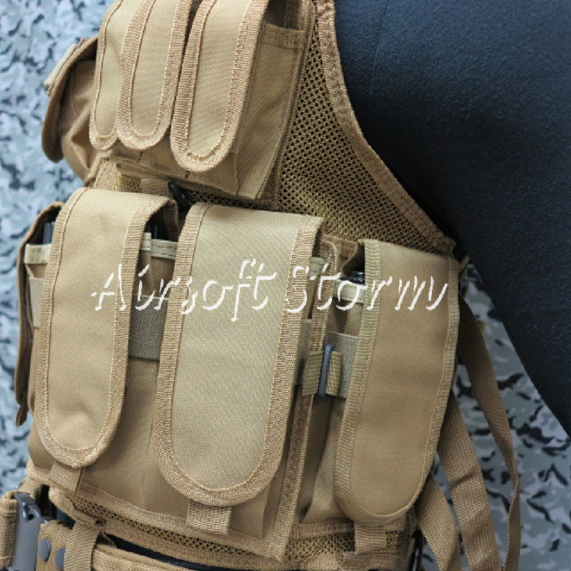 Deluxe Airsoft SWAT Tactical Gear Combat Mesh Vest Coyote Brown - Click Image to Close