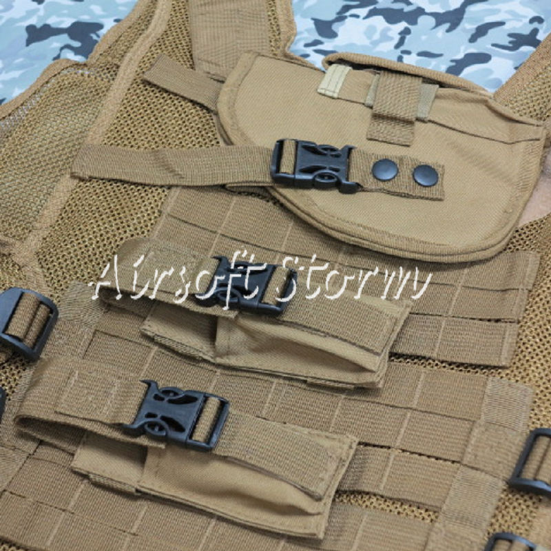 Deluxe Airsoft SWAT Tactical Gear Combat Mesh Vest Coyote Brown - Click Image to Close