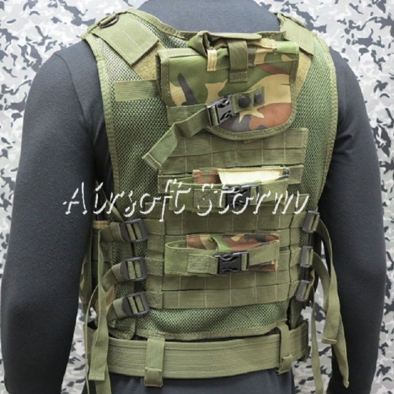 Deluxe Airsoft SWAT Tactical Gear Combat Mesh Vest Woodland Camo - Click Image to Close