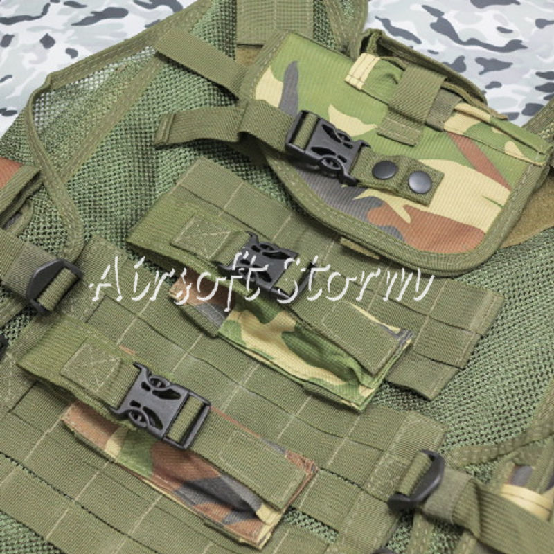 Deluxe Airsoft SWAT Tactical Gear Combat Mesh Vest Woodland Camo