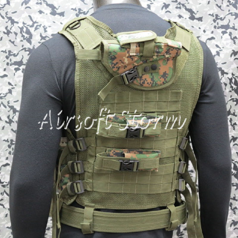 Deluxe Airsoft SWAT Tactical Gear Combat Mesh Vest Woodland Digital Camo - Click Image to Close