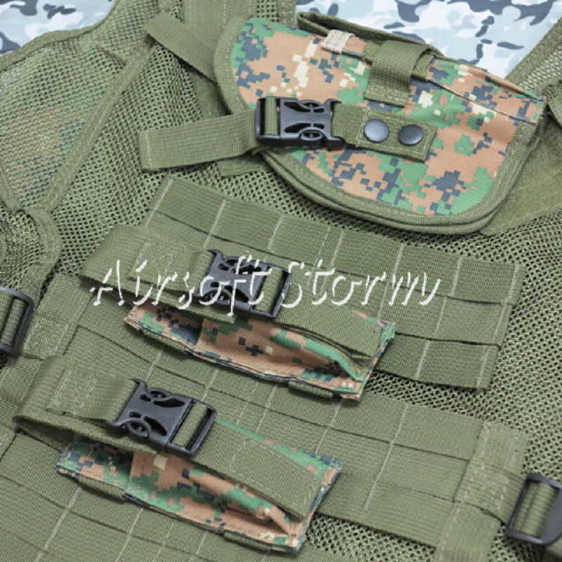 Deluxe Airsoft SWAT Tactical Gear Combat Mesh Vest Woodland Digital Camo