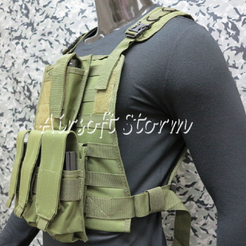 Airsoft SWAT Tactical Gear Marine Assault Plate Carrier Vest Olive Drab OD - Click Image to Close