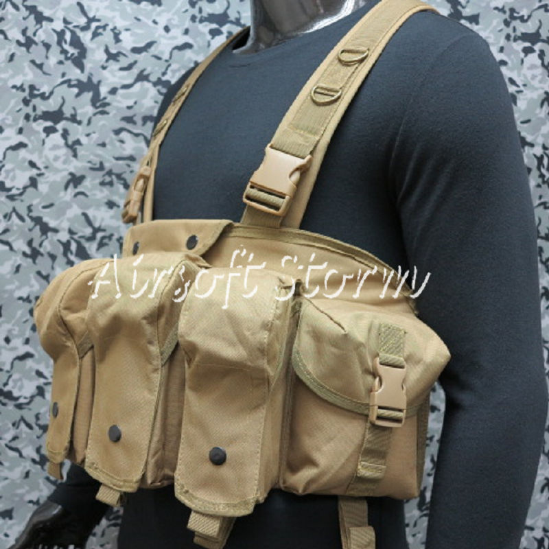 Airsoft SWAT Tactical Gear Magazine Chest Rig Carry Vest Coyote Brown