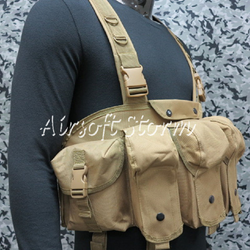 Airsoft SWAT Tactical Gear Magazine Chest Rig Carry Vest Coyote Brown - Click Image to Close