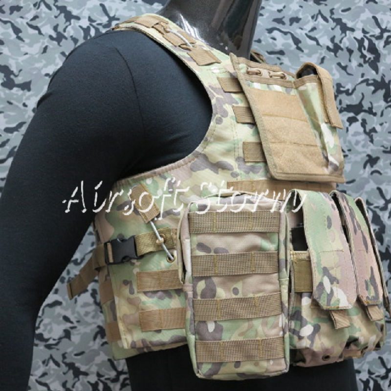 Airsoft Tactical Gear Molle Assault Plate Carrier Combat Vest Multi Camo - Click Image to Close