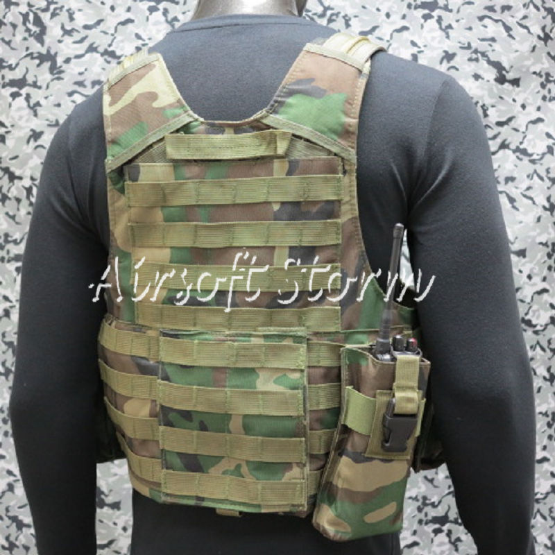 Airsoft SWAT Molle Combat Strike Plate Carrier CIRAS Vest Woodland Camo - Click Image to Close