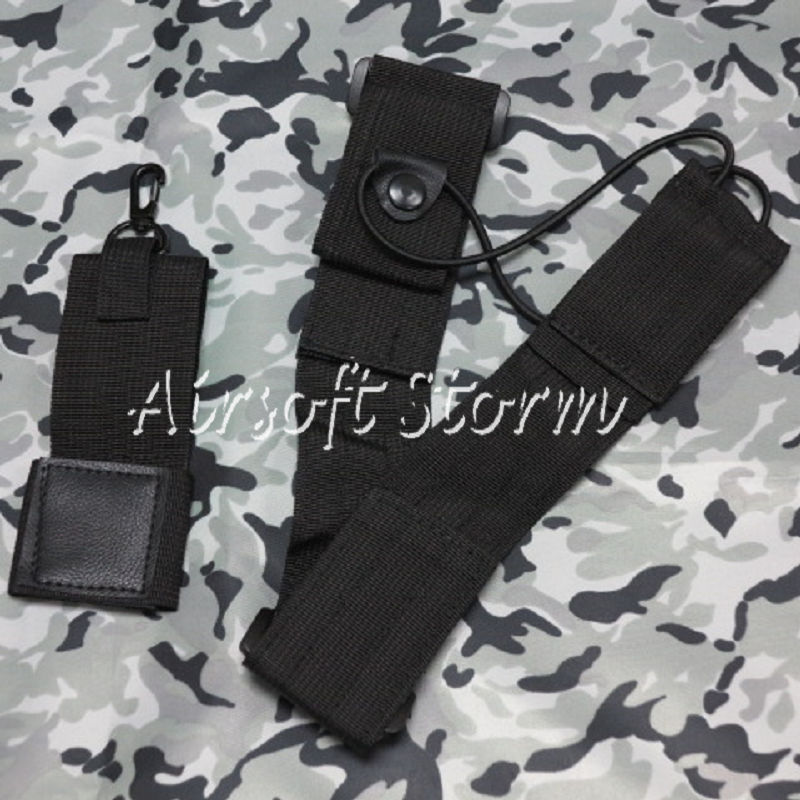 Airsoft SWAT Tactical Gear Combat BDU Modular Pouch Holder Duty Belt with Holster Black - Click Image to Close