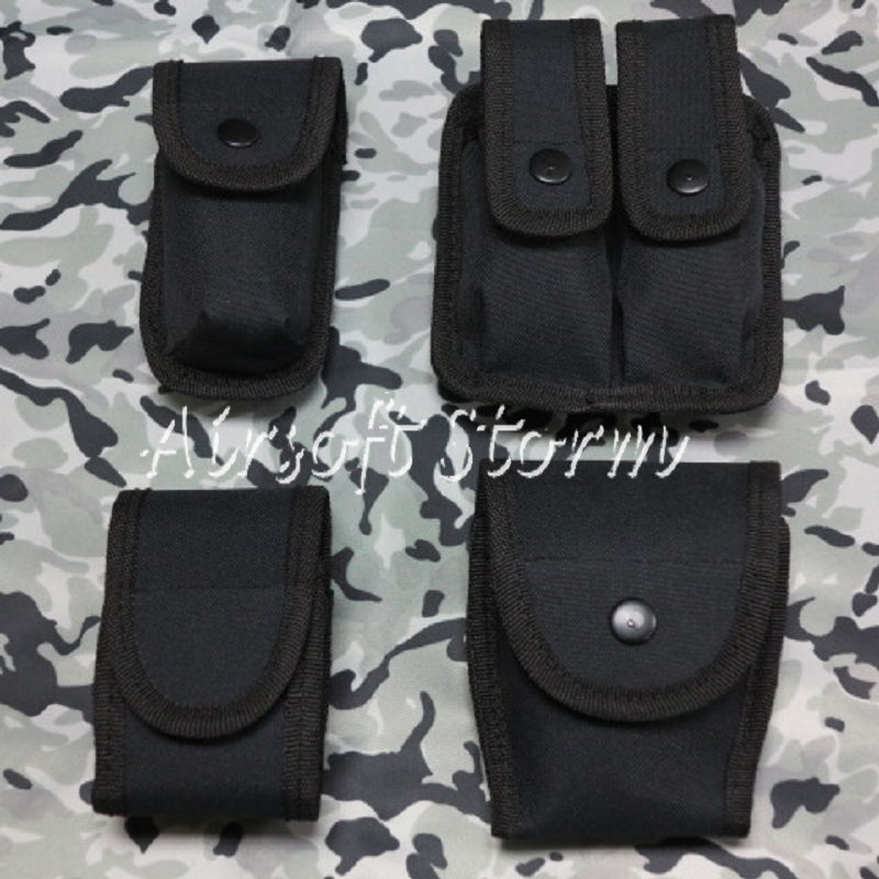 Airsoft SWAT Tactical Gear Combat BDU Modular Pouch Holder Duty Belt with Holster Black