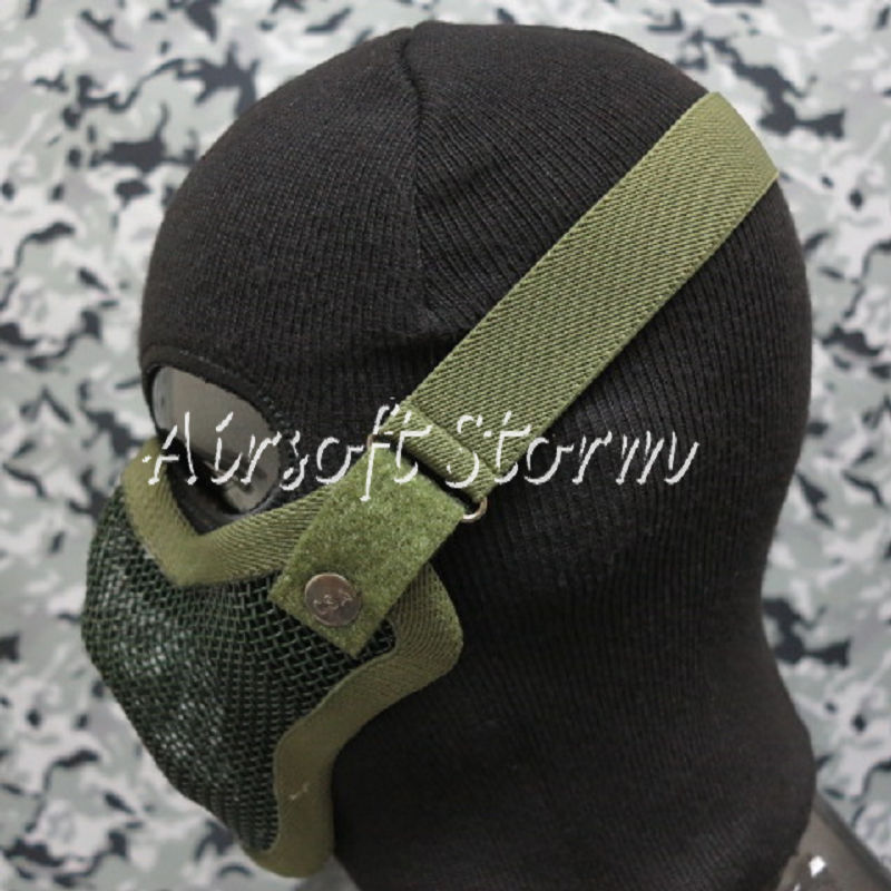 Airsoft SWAT Tactical Gear Deluxe Stalker Type Half Face Metal Mesh Protector Mask Olive Drab OD