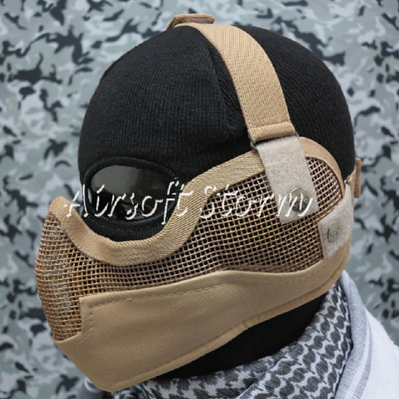Airsoft SWAT Tactical Gear Stalker Type Half Face Metal Mesh Raider Mask Ver.2 Desert Tan - Click Image to Close