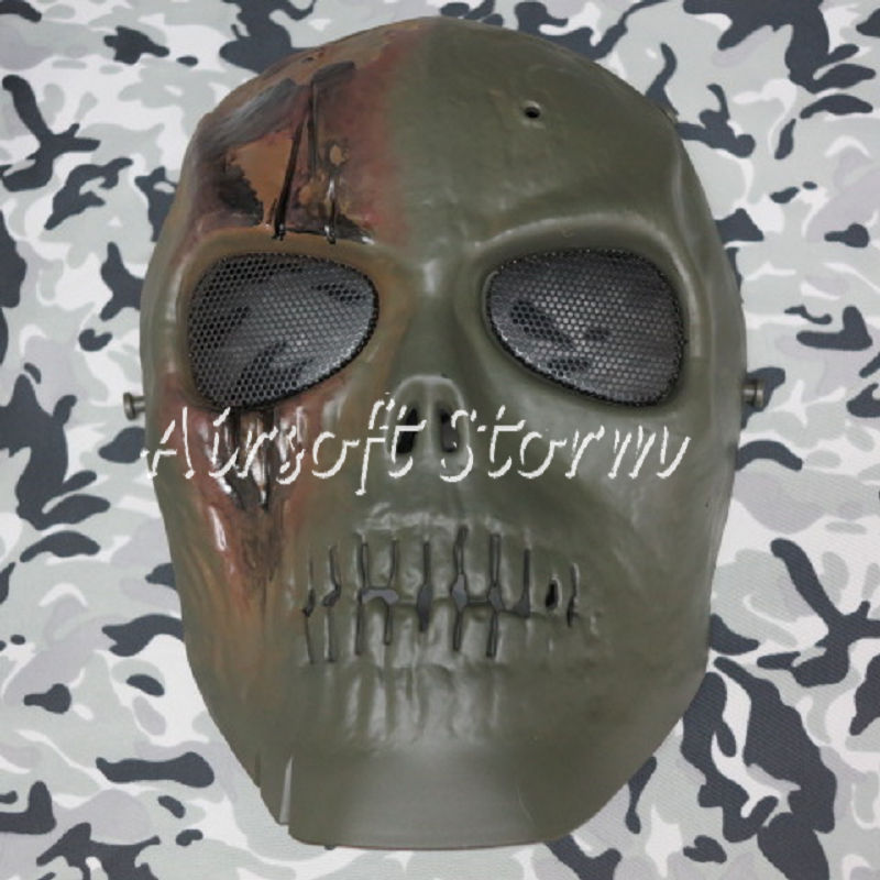 Army of Two Skull Full Face Airsoft Tactical Gear Protector Mask Olive Drab OD - Click Image to Close