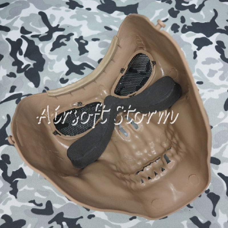 Airsoft SWAT Tactical Gear Seal Skull Skeleton Full Face Protector Mask Coyote Brown
