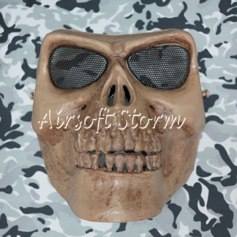 Airsoft SWAT Tactical Gear Seal Skull Skeleton Full Face Protector Mask Coyote Brown