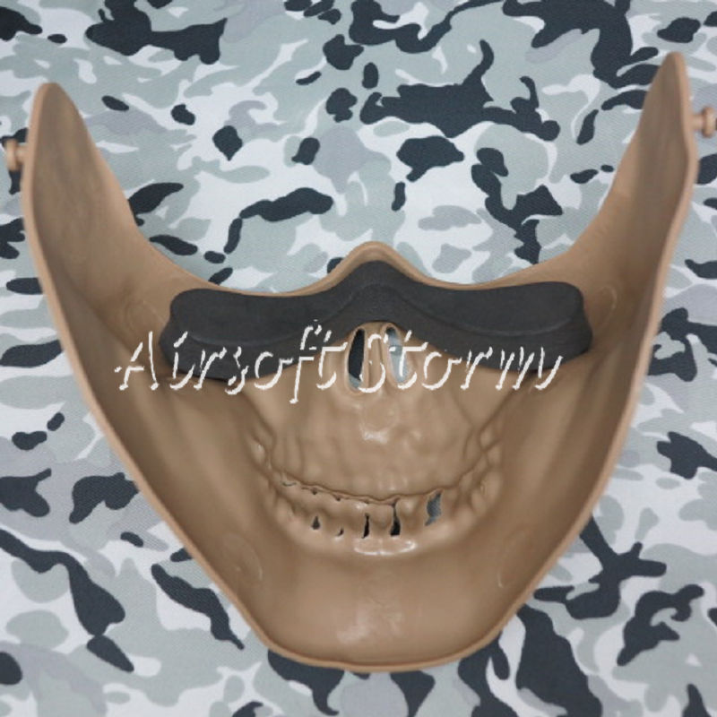 Airsoft SWAT Tactical Gear Seal Skull Skeleton Half Face Protector Mask Desert Tan - Click Image to Close
