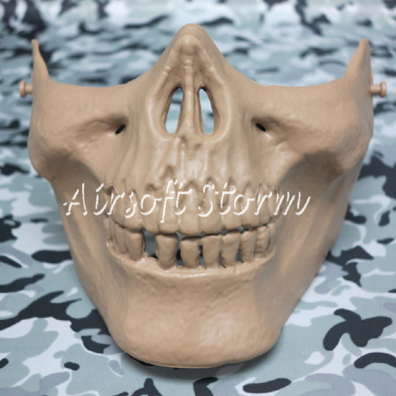 Airsoft SWAT Tactical Gear Seal Skull Skeleton Half Face Protector Mask Desert Tan
