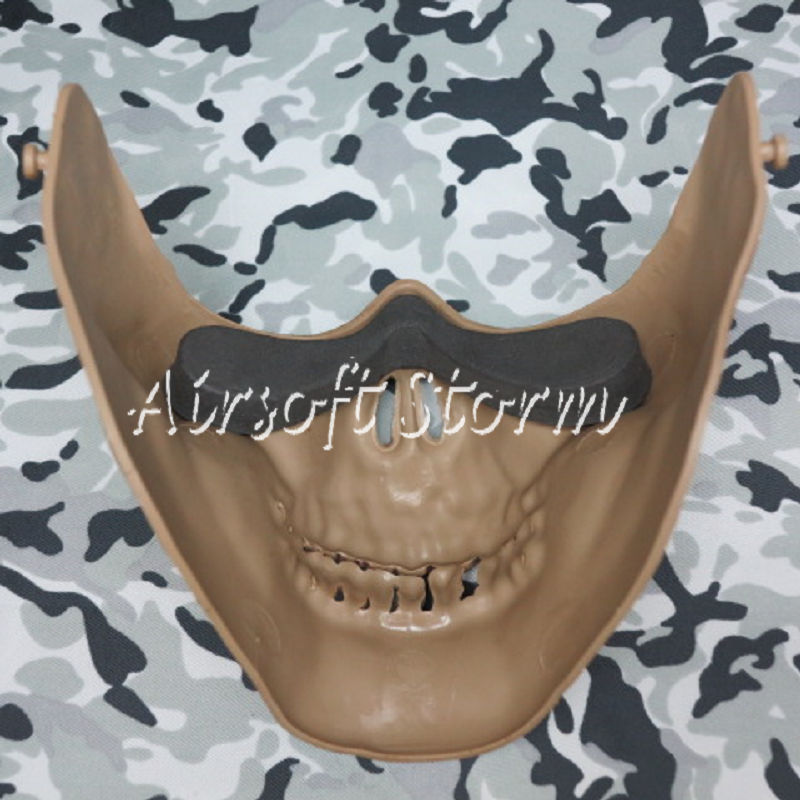 Airsoft SWAT Tactical Gear Seal Skull Skeleton Half Face Protector Mask Coyote Brown