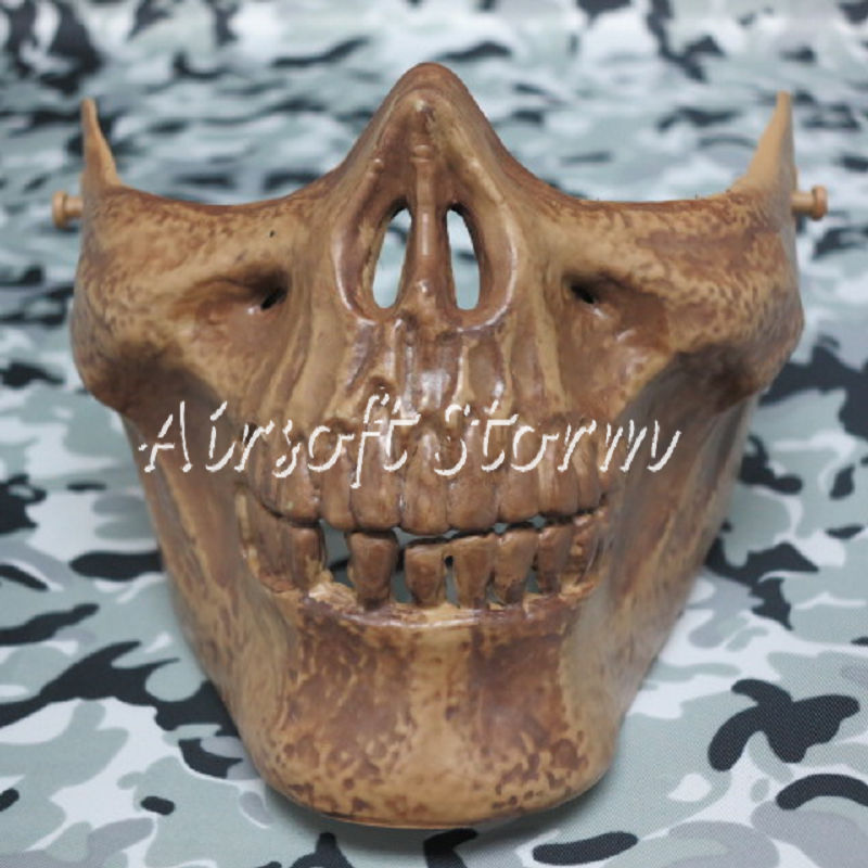 Airsoft SWAT Tactical Gear Seal Skull Skeleton Half Face Protector Mask Coyote Brown - Click Image to Close